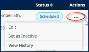 Scheduled Status - Action Options